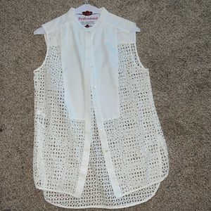 Bcbg white sleeveless blouse